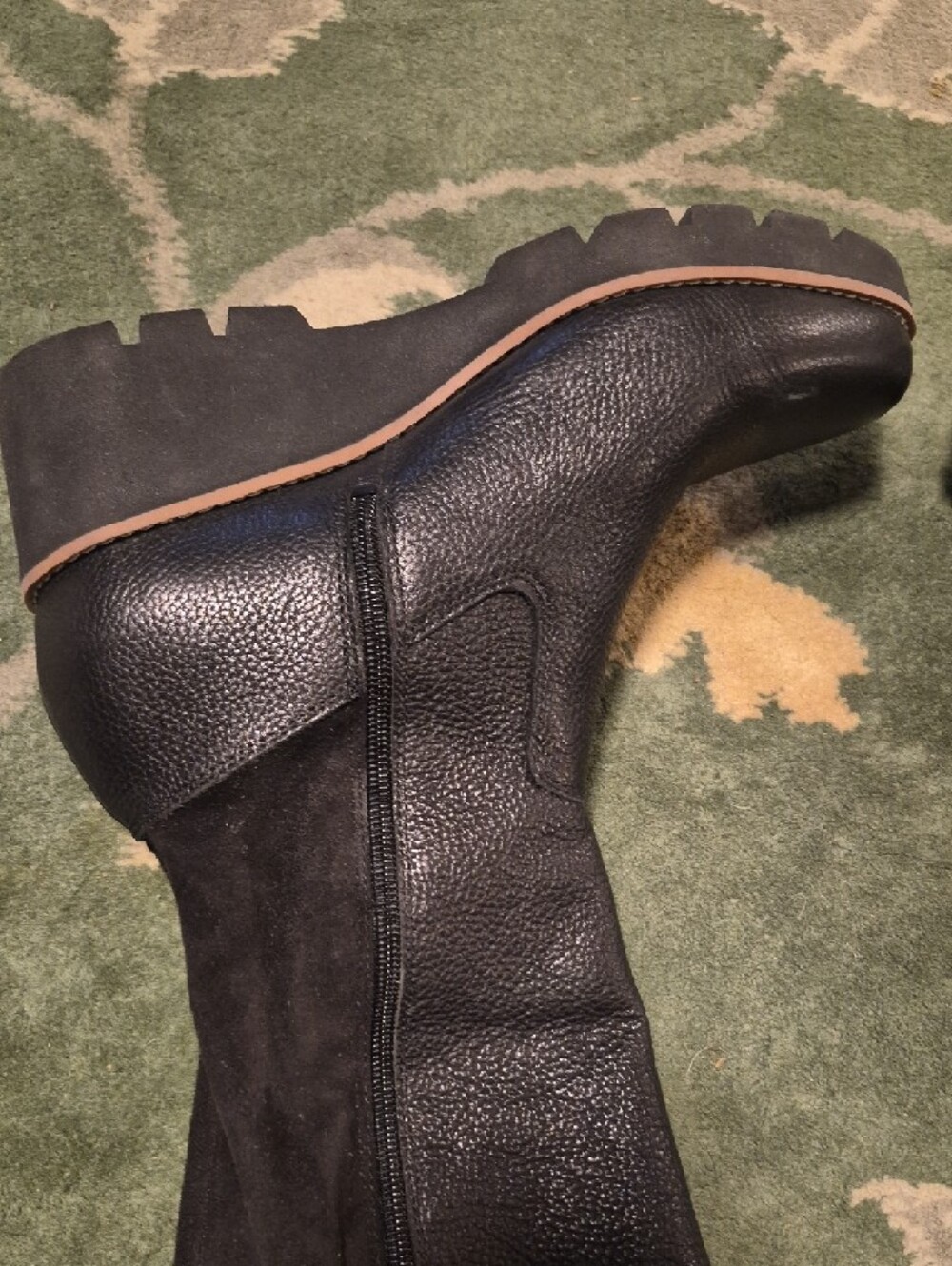 Vionic Black Leather & Suede Over-the-Knee Lug Sole Boots - Picture 6 of 10